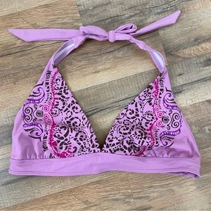 Athleta Purple Abstract Printed Triangle Bikini Top, XL